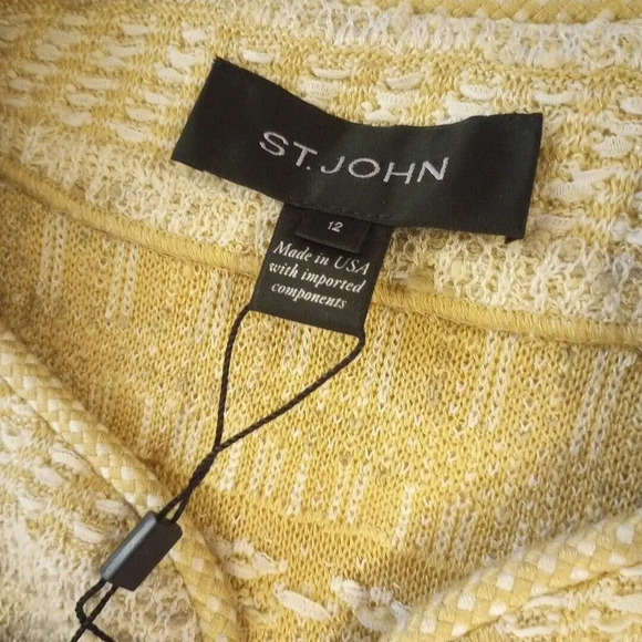 St. John Wool Blend Tweed Blazer New Sz 12 K61S0C1 Butterscotch Speckled $1695 - Picture 9 of 16